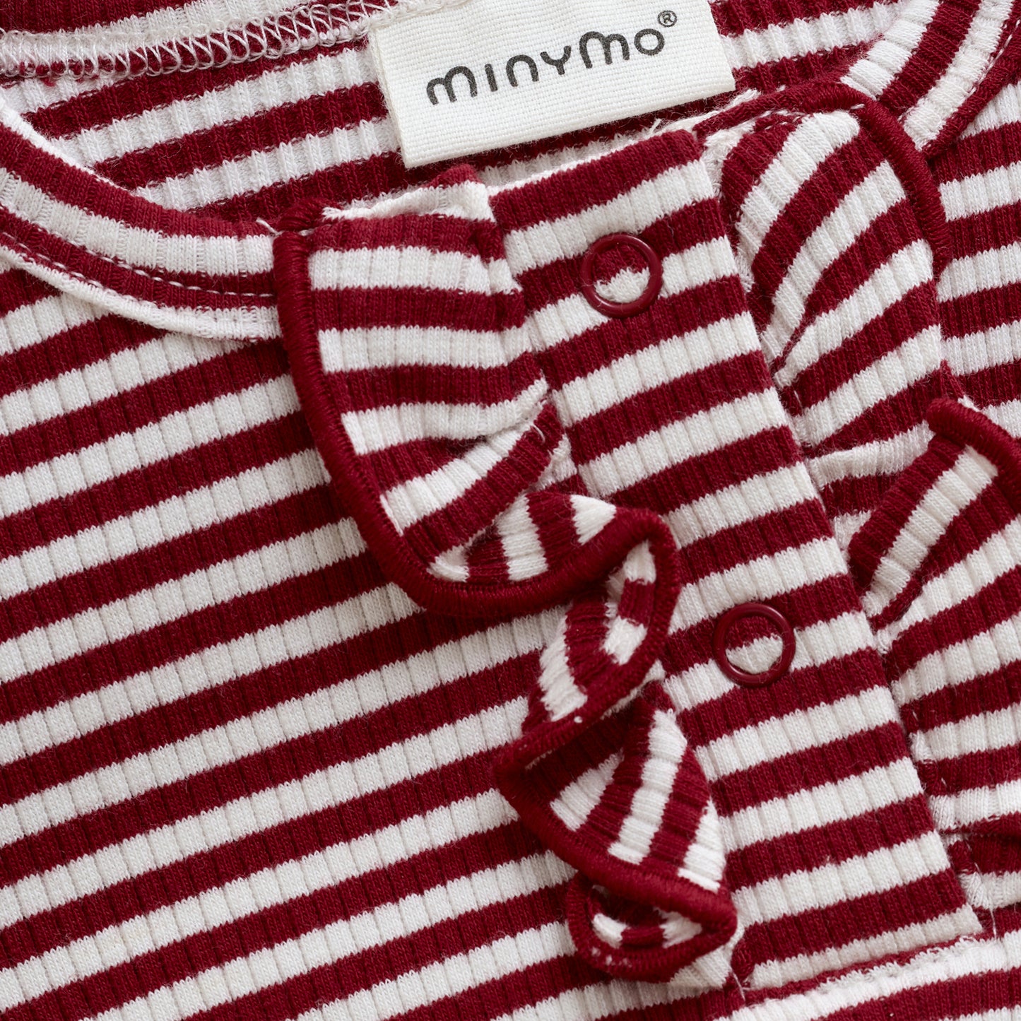 Minymo - Long Sleeve Striped Ribbed Onesie - 3M