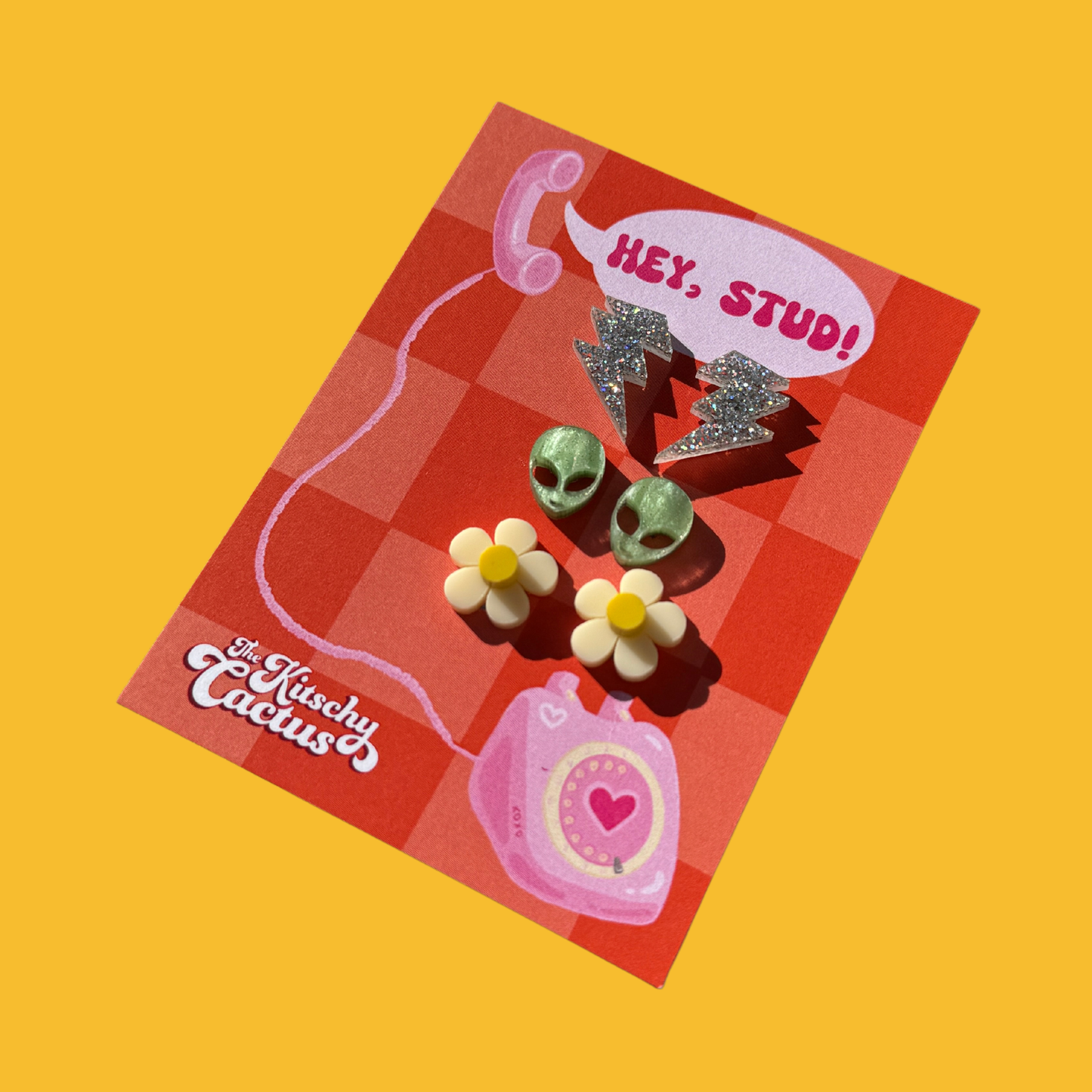 The Kitschy Cactus - Hey Stud #3- Cute Acrylic Stud Earrings