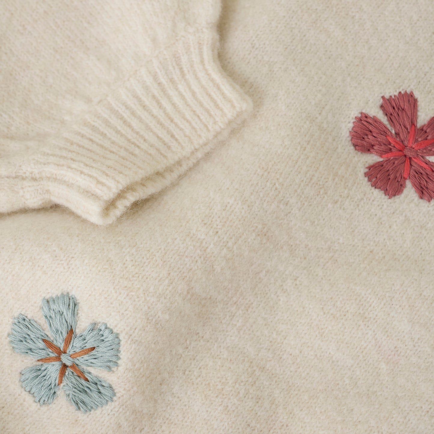 Minymo - Flower Embroidered All Over Knit Pullover Sweater