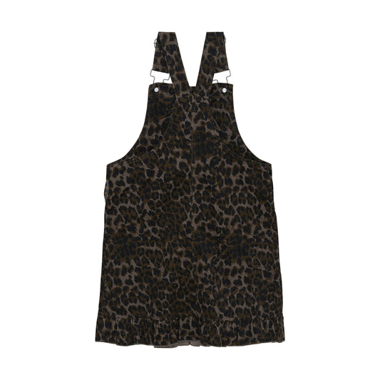 Minymo - Leopard Print Overall Corduroy Dress - 5Y