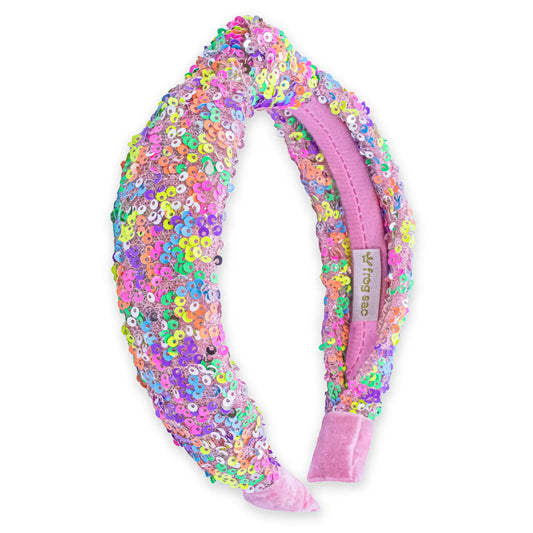 Frog Sac - Kids Knot Headband - Sequin Knotted Hair Band Accessories