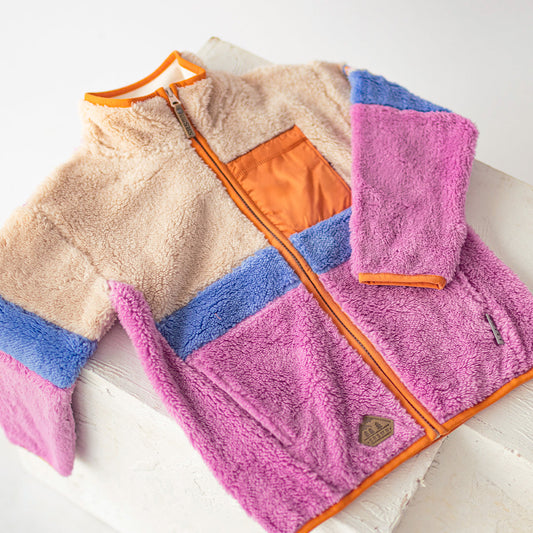 Souris Mini - Colorblock plush jacket - Pink