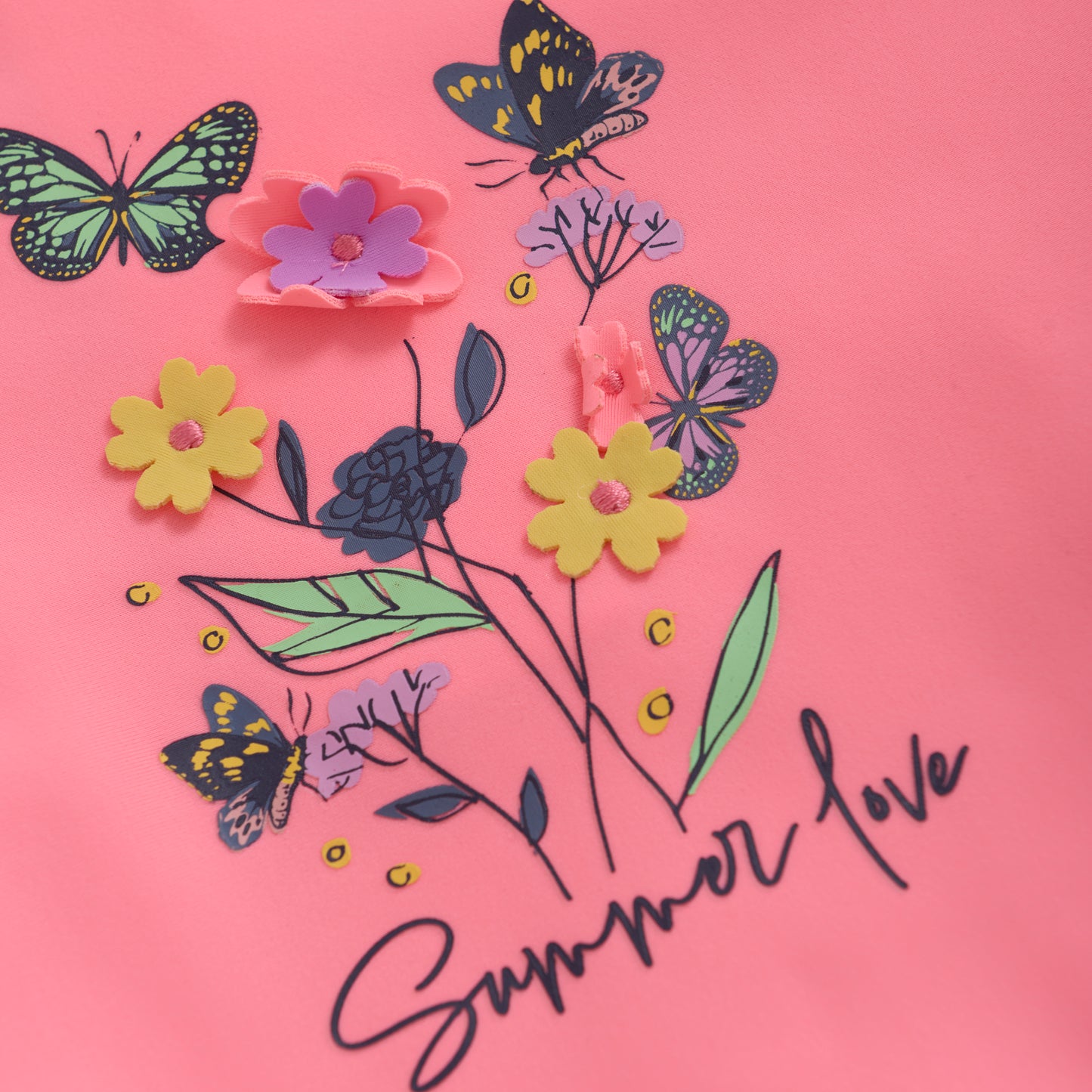 Color Kids UV Long Sleeve Sun Shirt Pink Butterflies & Flowers - 1Y