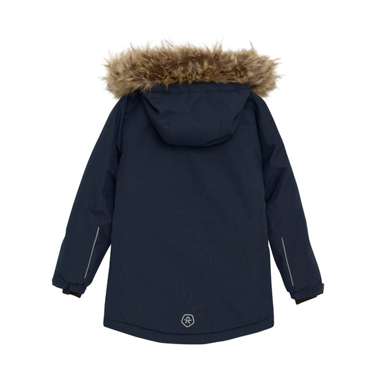 Color Kids - Navy Parka with Faux Fur - 6Y