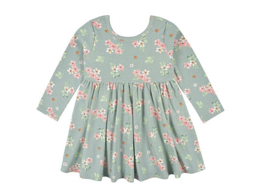 Gerber - 2-Pack Baby Girls Green Floral Long Sleeve Dresses