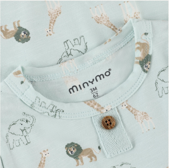 Minymo - Safari Friends All Over Print Short Sleeve Romper