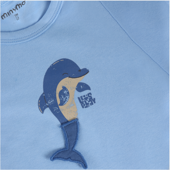 Minymo - Let's Play Dolphin Short Sleeve Bodysuit