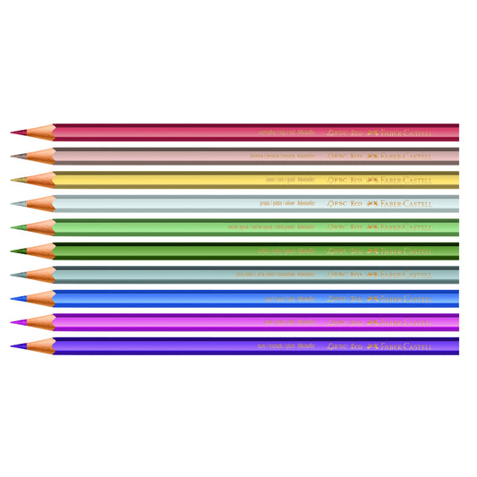 Set of colored pencils in various colors on a white background