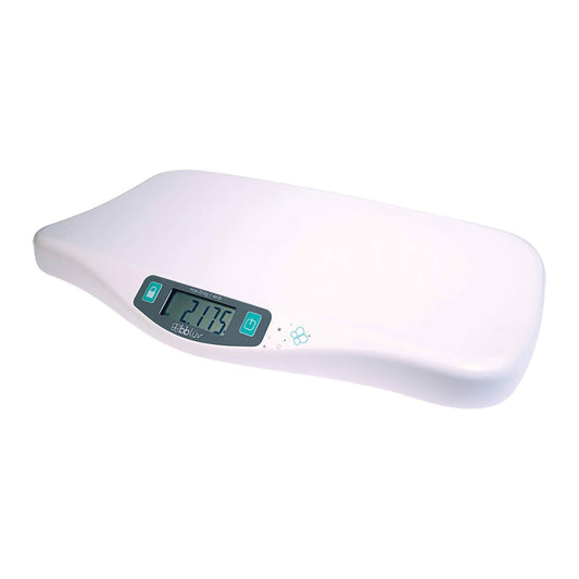 White electronic baby scale with digital display on a white background