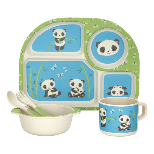 My Funkins - Five Piece Bamboo Dish Set for Kids - Pandas