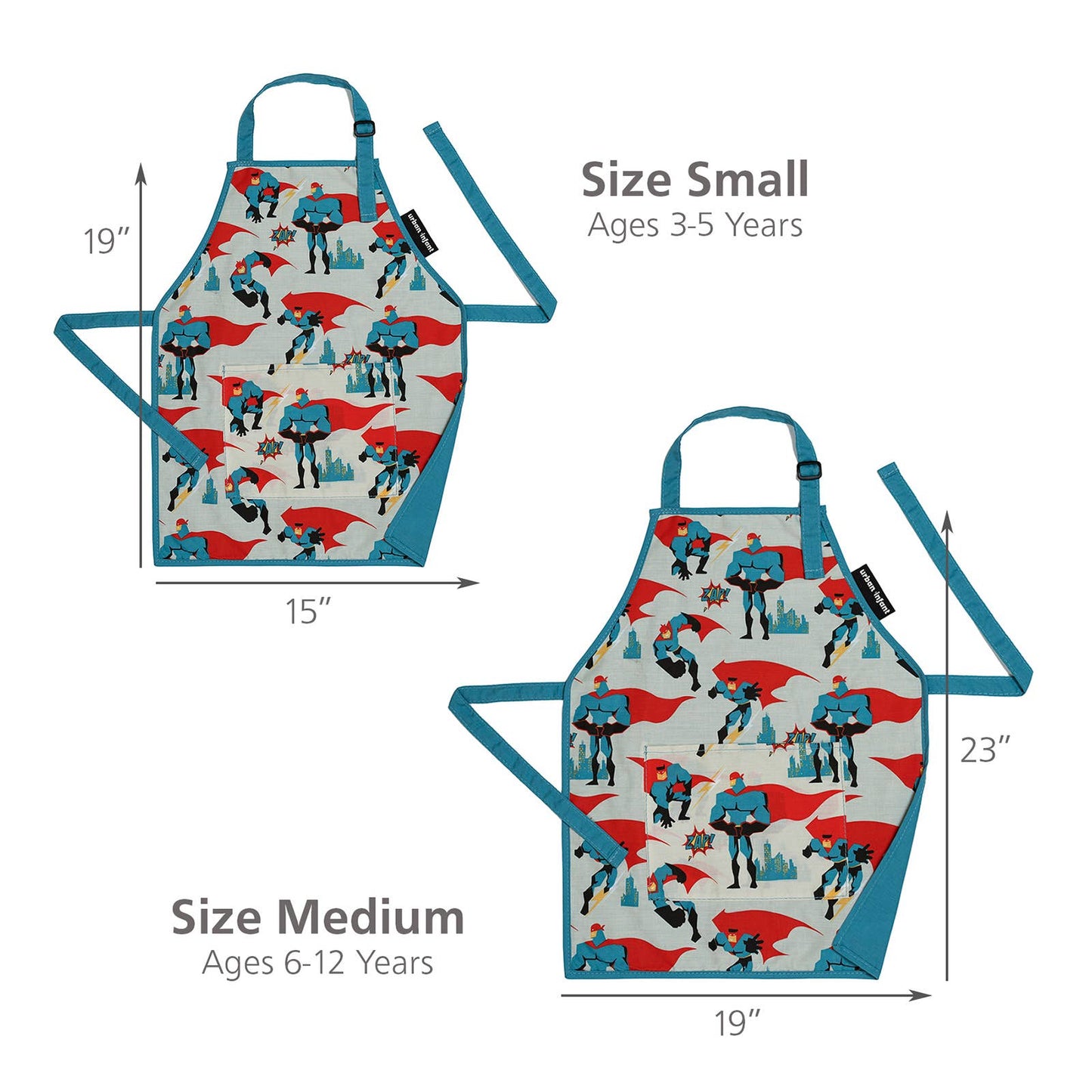 Urban Infant - Little Helper Kids Apron, Washable Cotton/Poly - Urban Dude: MEDIUM