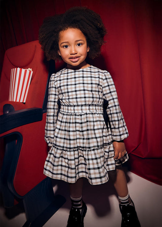 Mayoral Girl's Plaid Dress with Bow Details