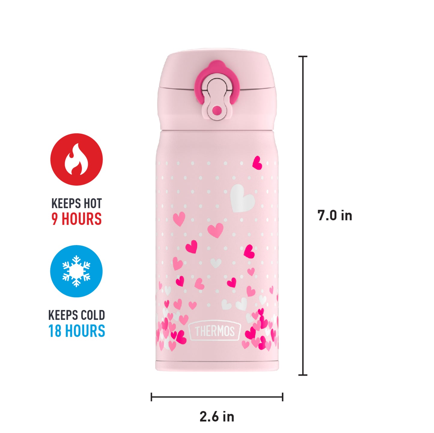 Thermos Stainless Steel Direct Drink Bottle - Hearts 355 ml