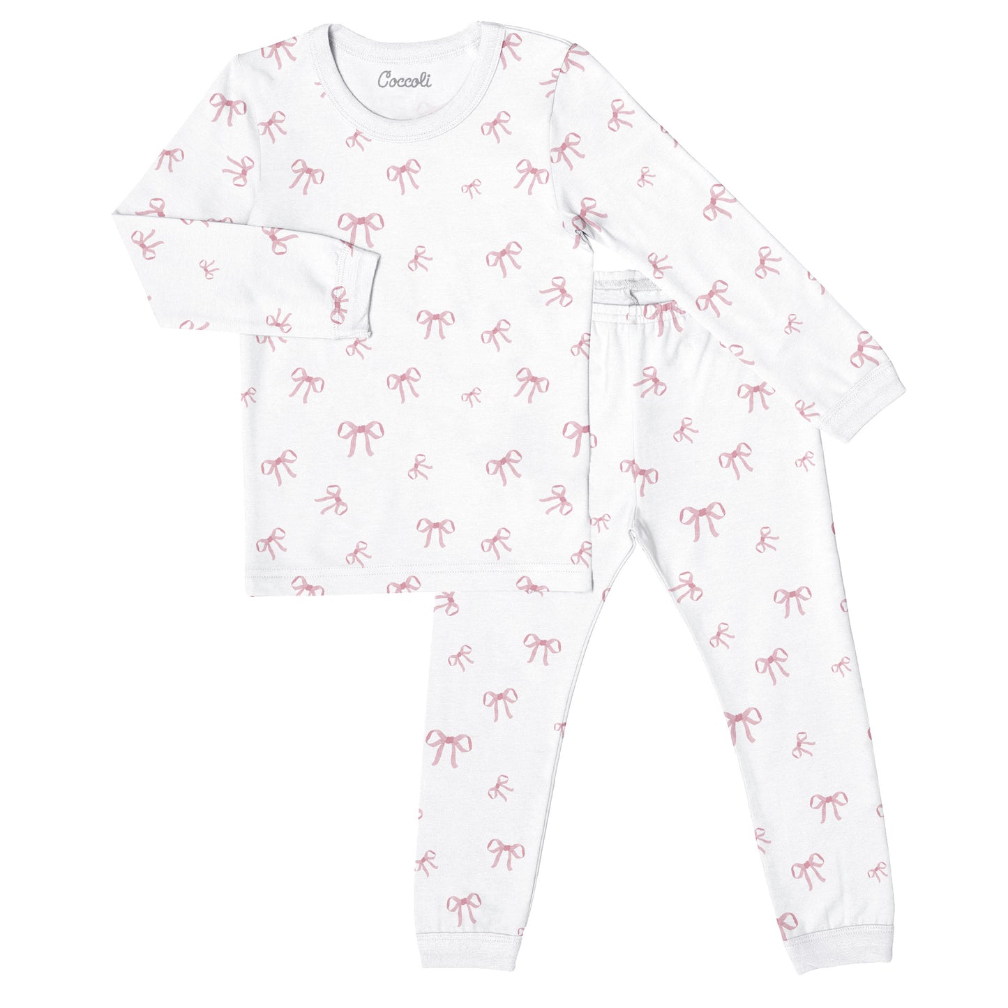 Coccoli Modal Long Sleeve Pyjama - Bows on Cream SE 3Y