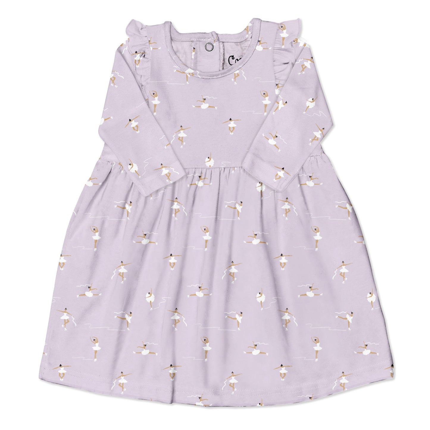 Coccoli Cotton Modal Dress - Figure Skating On Purple - 3Y