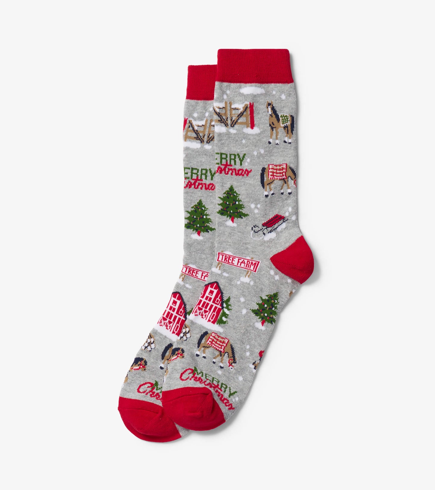 Little Blue House Christmas Tree Farm - Men's Crew Socks O/S