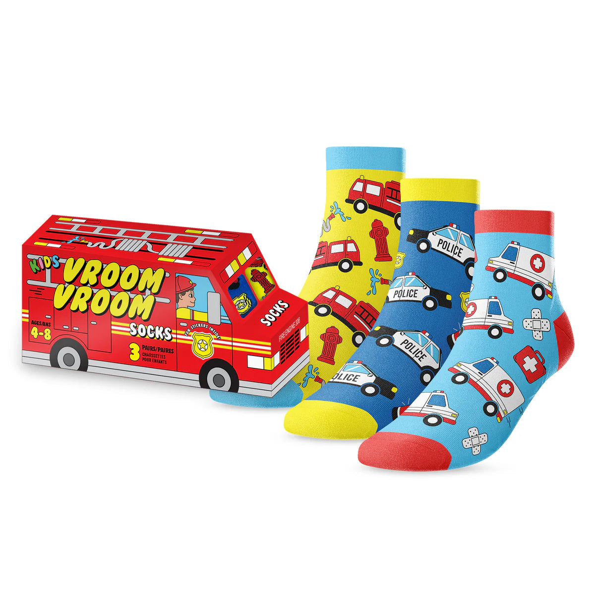 Out of the Sox - Kids' 3-Pack "Vroom Vroom" Truck Socks