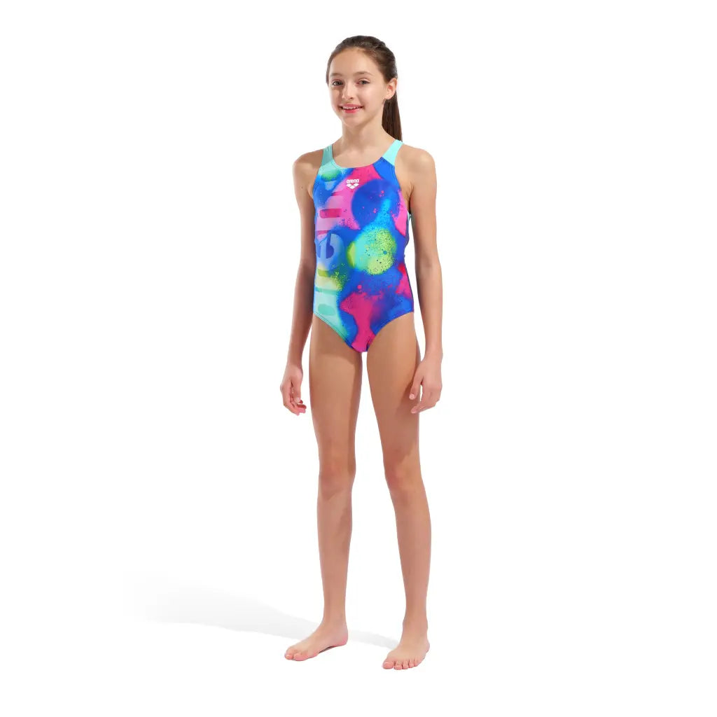 Arena Girl's Spray Paint Swimsuit Swim Pro Back