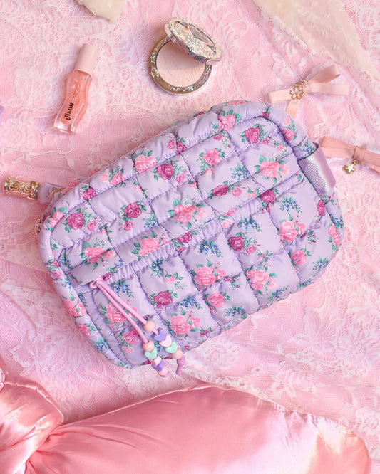 OMG Accessories - Quilted Scrunchies Floral Printed Pouch