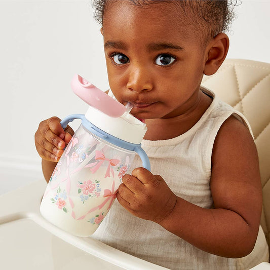 Itzy Ritzy Canada - Itzy Sips - Straw Cup With Snap-Close Lid: Ribbons & Roses