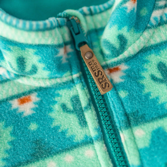 Souris Mini - Turquoise patterned fleece jacket