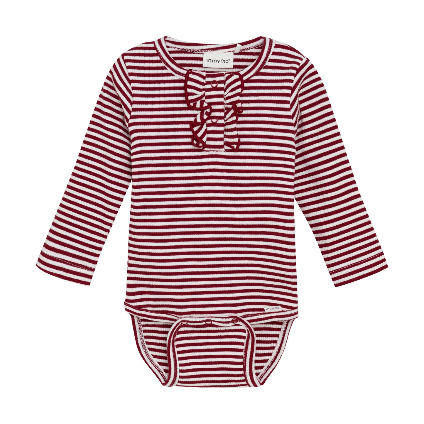 Minymo - Long Sleeve Striped Ribbed Onesie - 3M