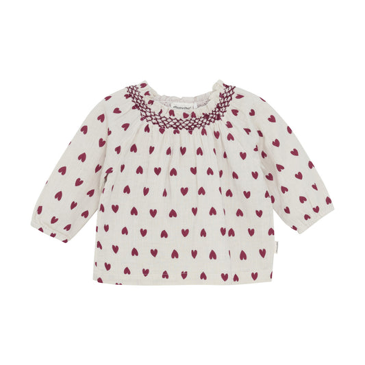 Minymo - Lined Linen Heart Blouse - 3M