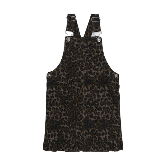 Minymo - Leopard Print Overall Corduroy Dress - 5Y