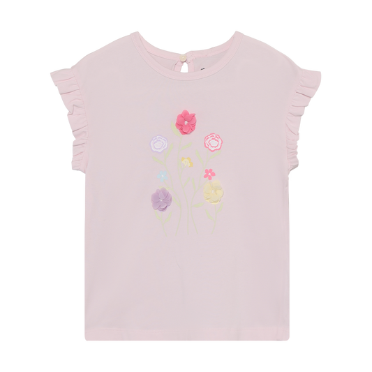 Minymo - 3D Floral Graphic T-Shirt - 5Y