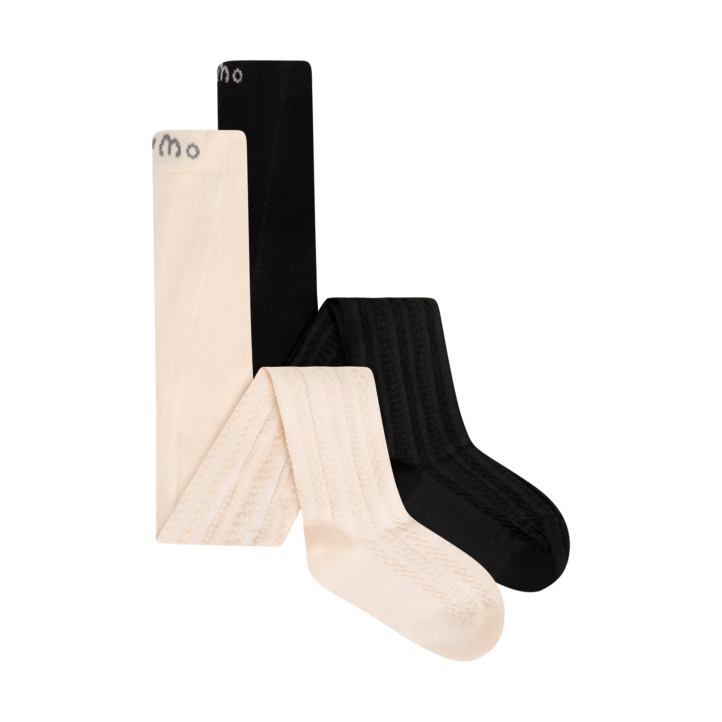 Minymo - Cotton Cable Knit Stockings 2-Pack