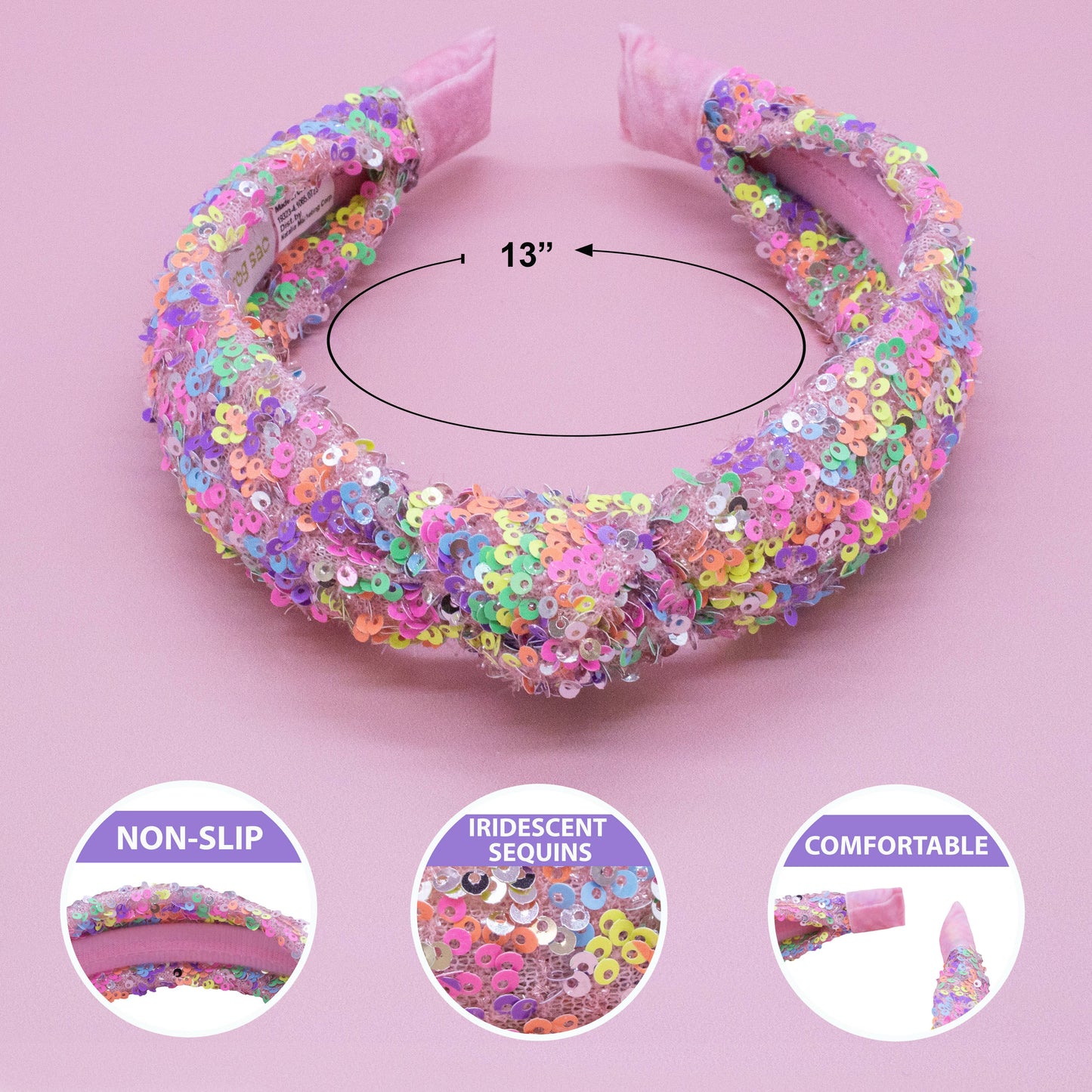 Frog Sac - Kids Knot Headband - Sequin Knotted Hair Band Accessories