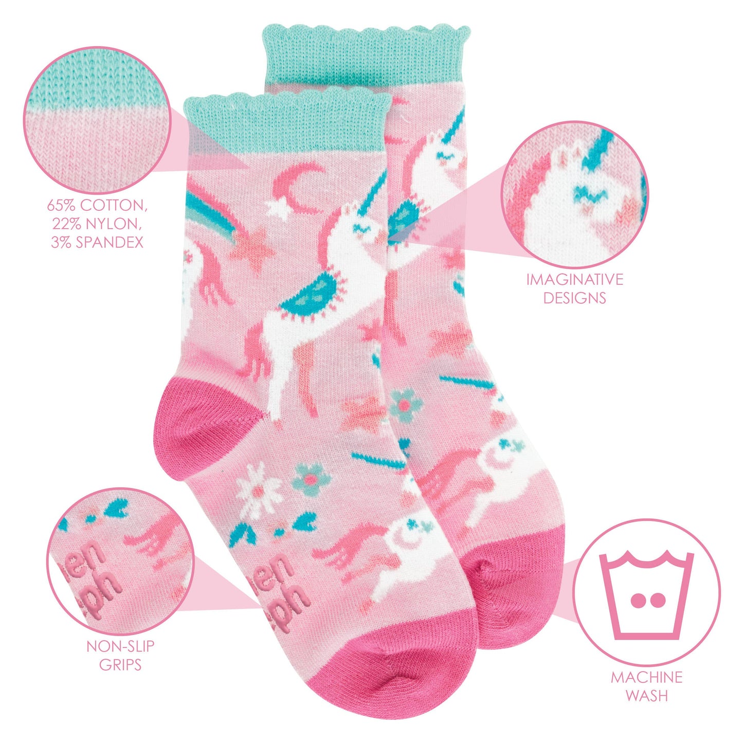 Stephen Joseph Pink Unicorn Toddler Socks