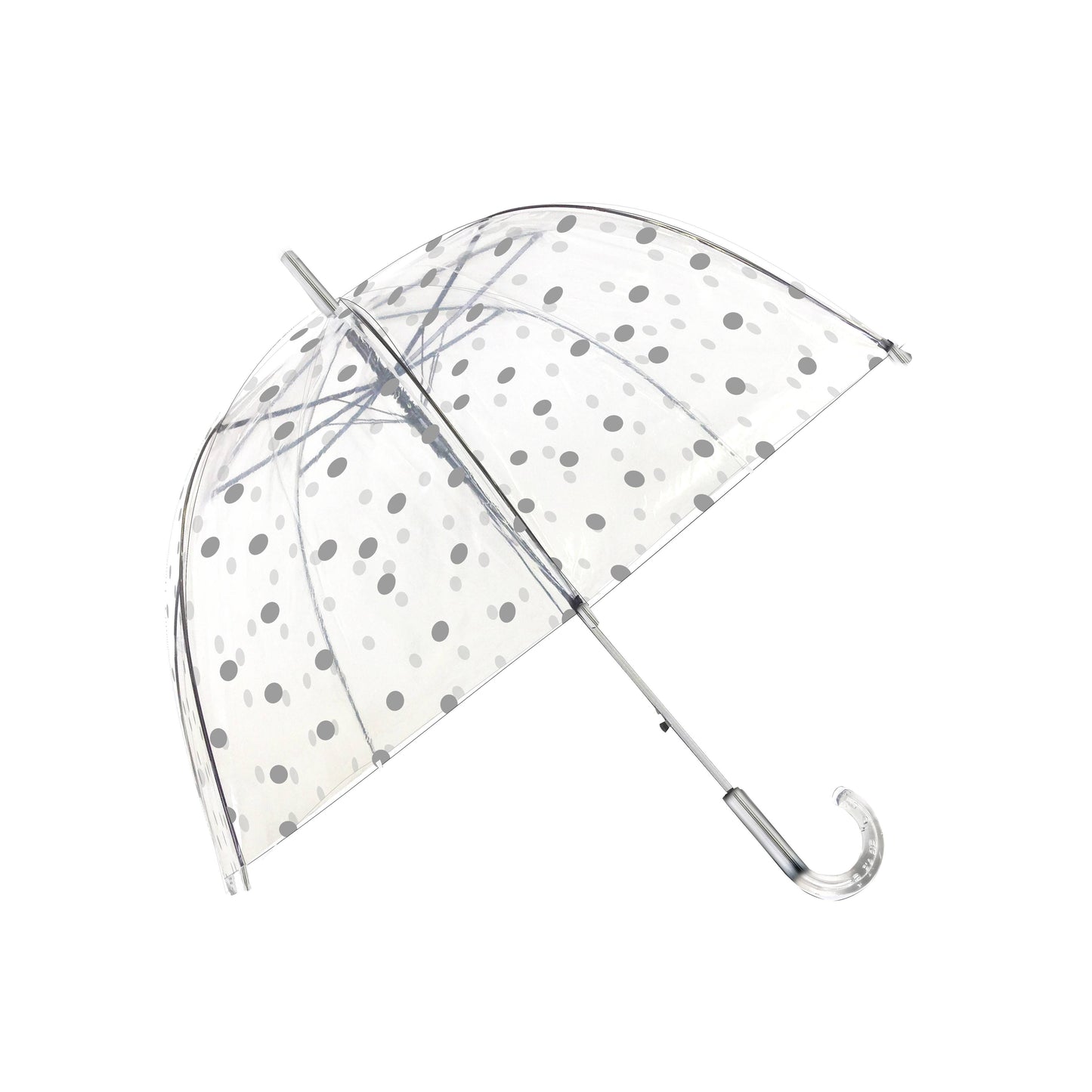 SMATI - Long Transparent Umbrella with Silver Polka Dots