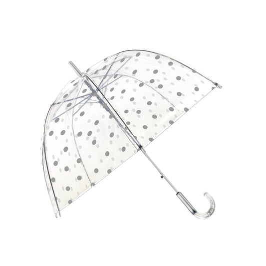 SMATI - Long Transparent Umbrella with Silver Polka Dots
