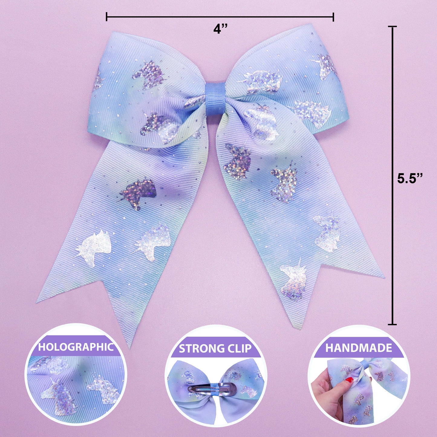Frog Sac - Large Unicorn Glitter Hair Bows