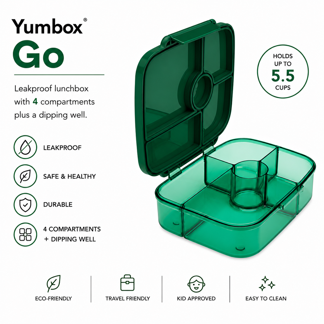 Yumbox - Yumbox Go Leakproof Bento Lunch Box – 5 Compartment, 5.6 Cup