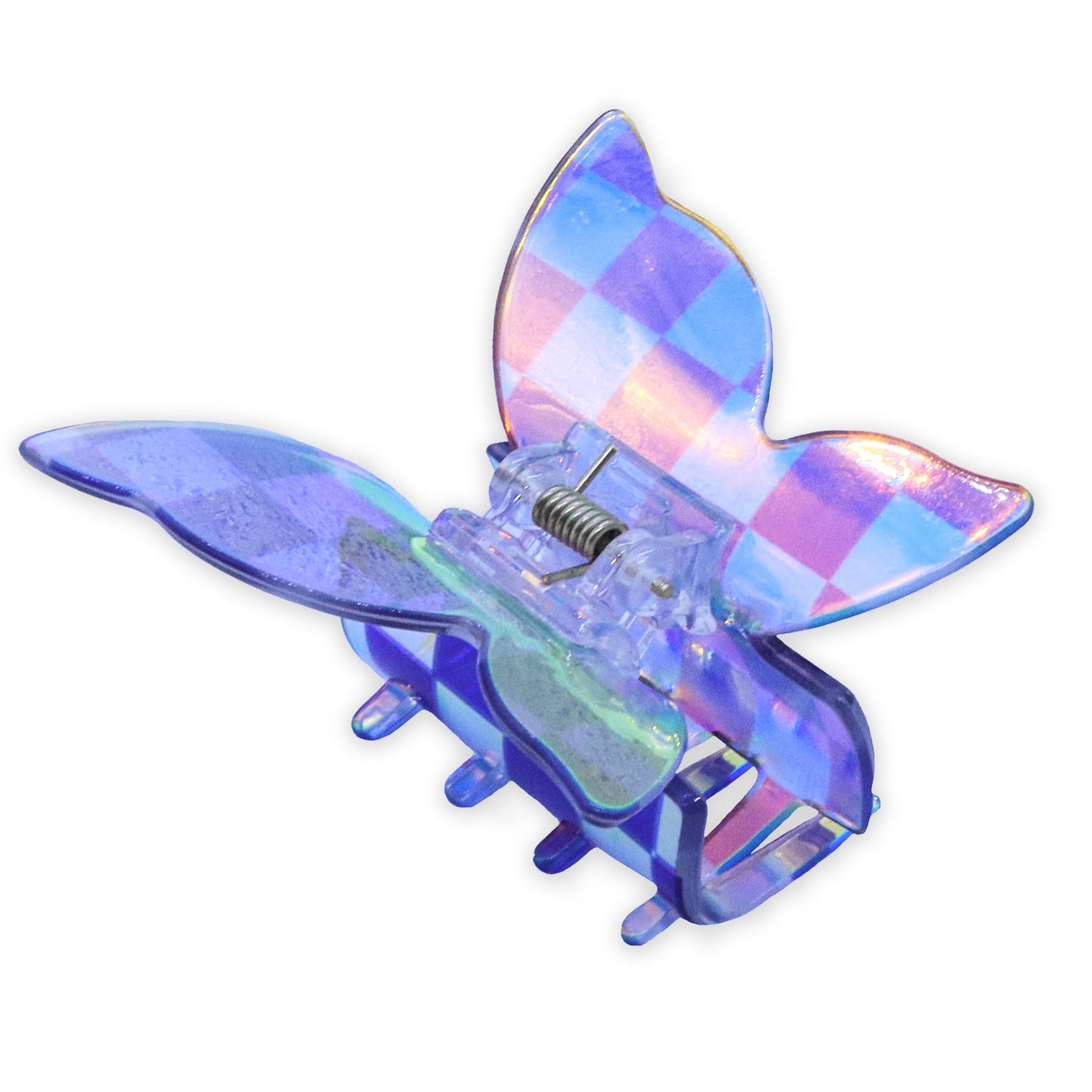 Frog Sac - Medium Iridescent Checkered Butterfly Hair Claw Clip