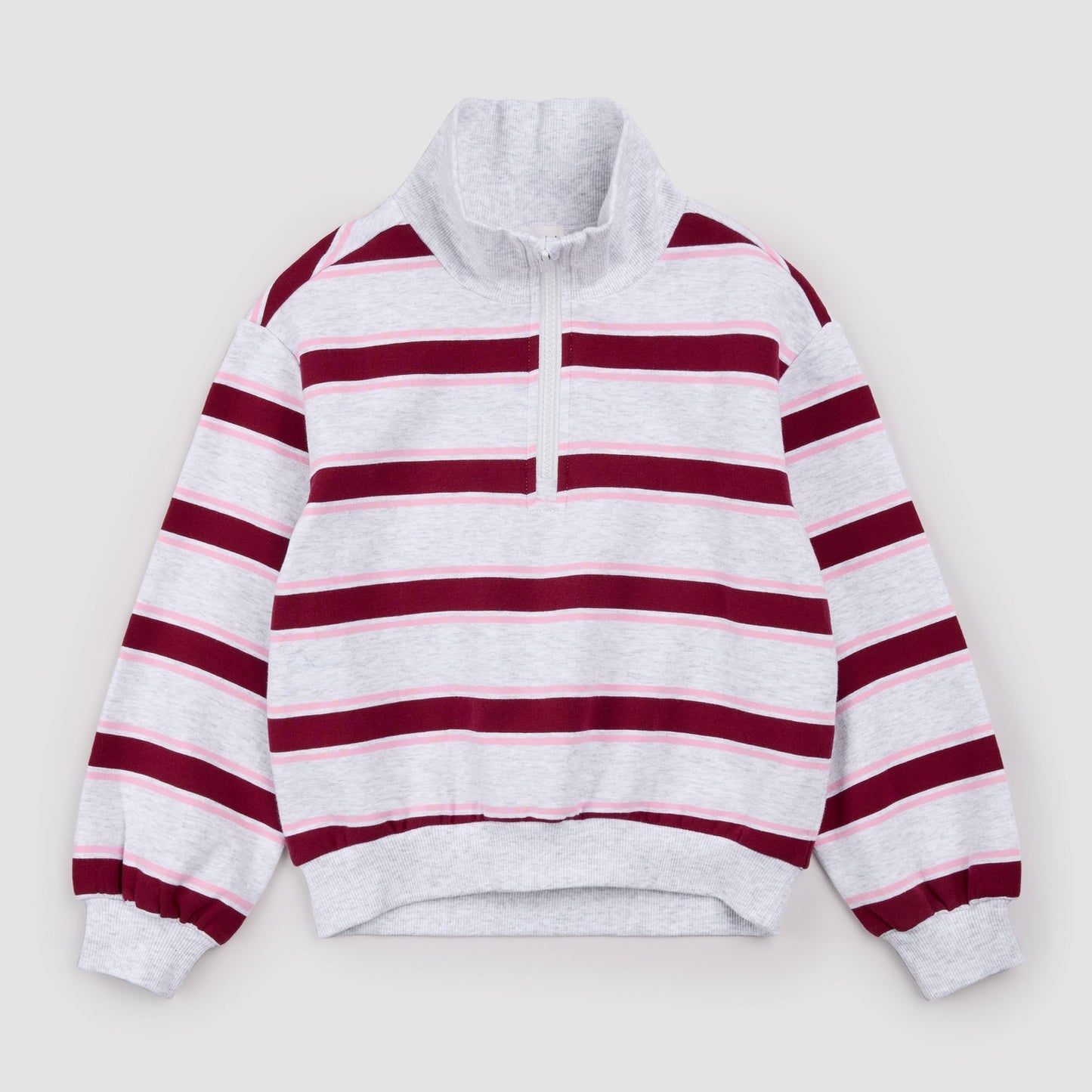 Miles The Label - Quarter Zip Sweatshirt in Light Heather Grey