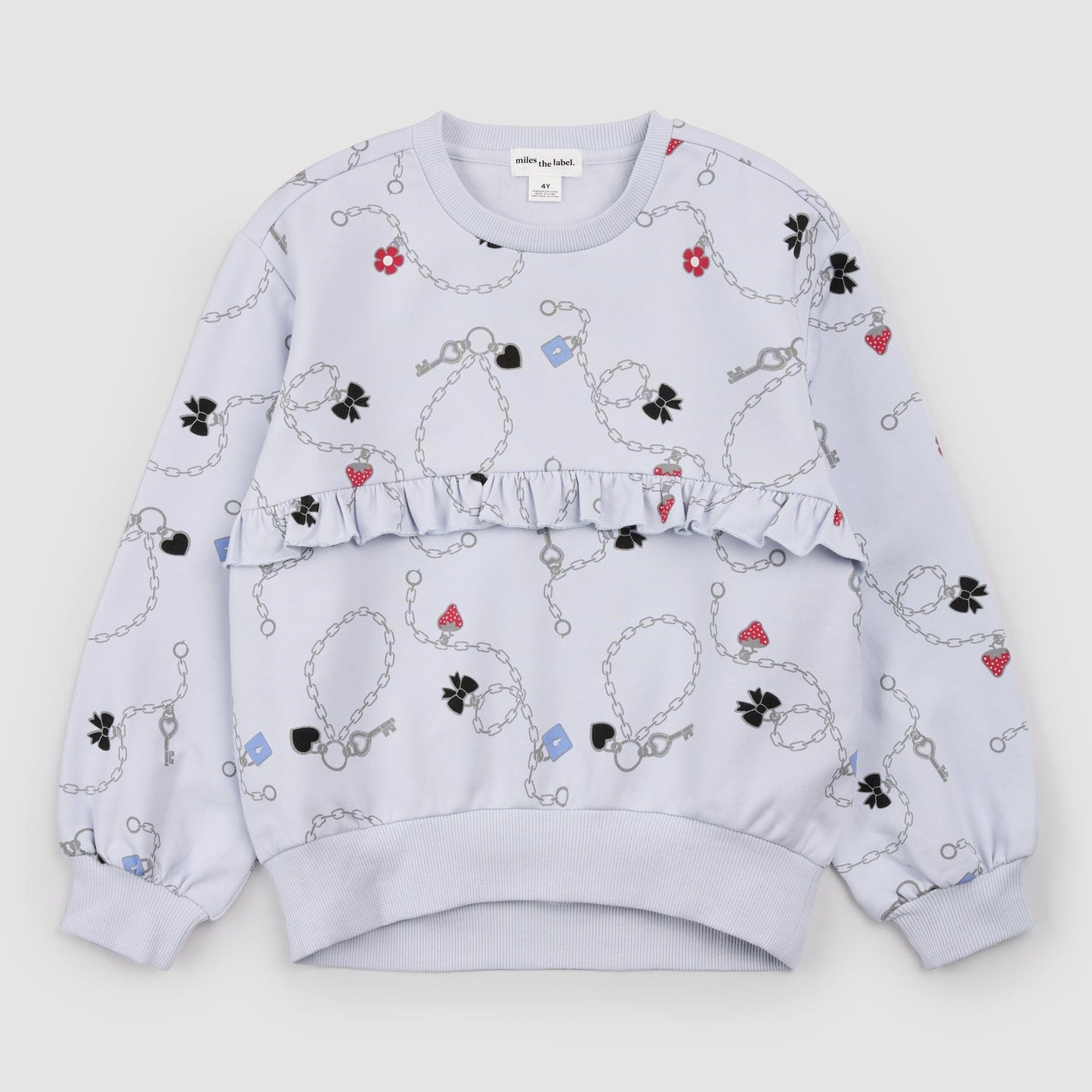 Miles The Label - Frill Crewneck Sweatshirt in Light Blue
