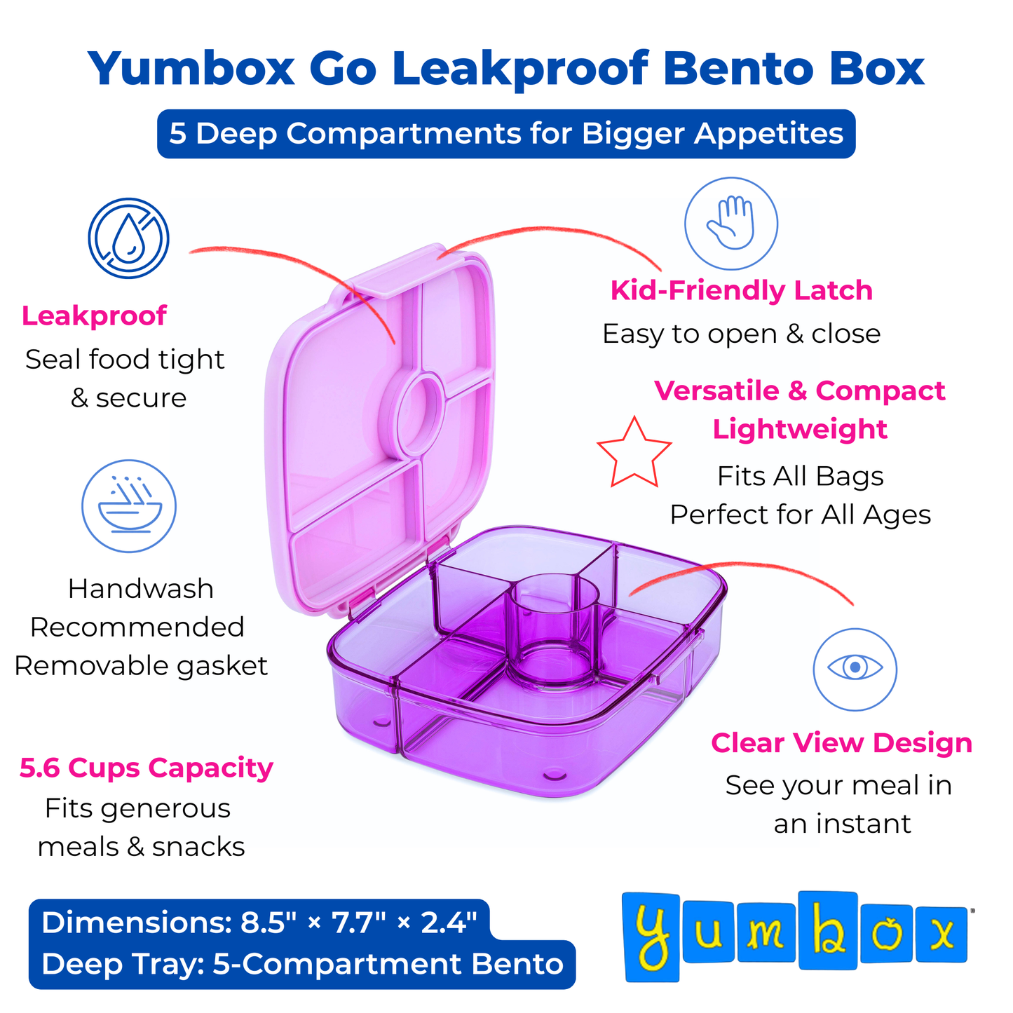 Yumbox - Yumbox Go Leakproof Bento Lunch Box – 5 Compartment, 5.6 Cup