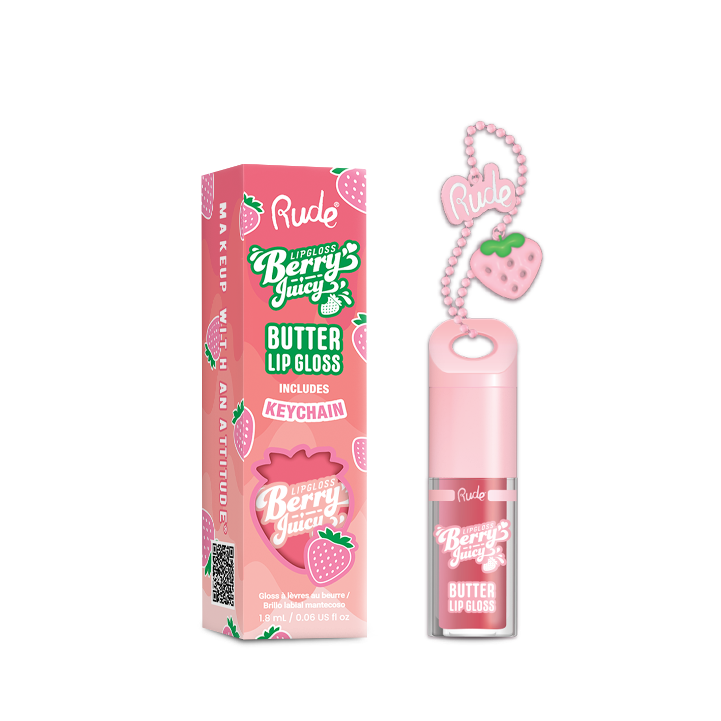 Rude Cosmetics - Berry Juicy Butter Lip Gloss Keychain