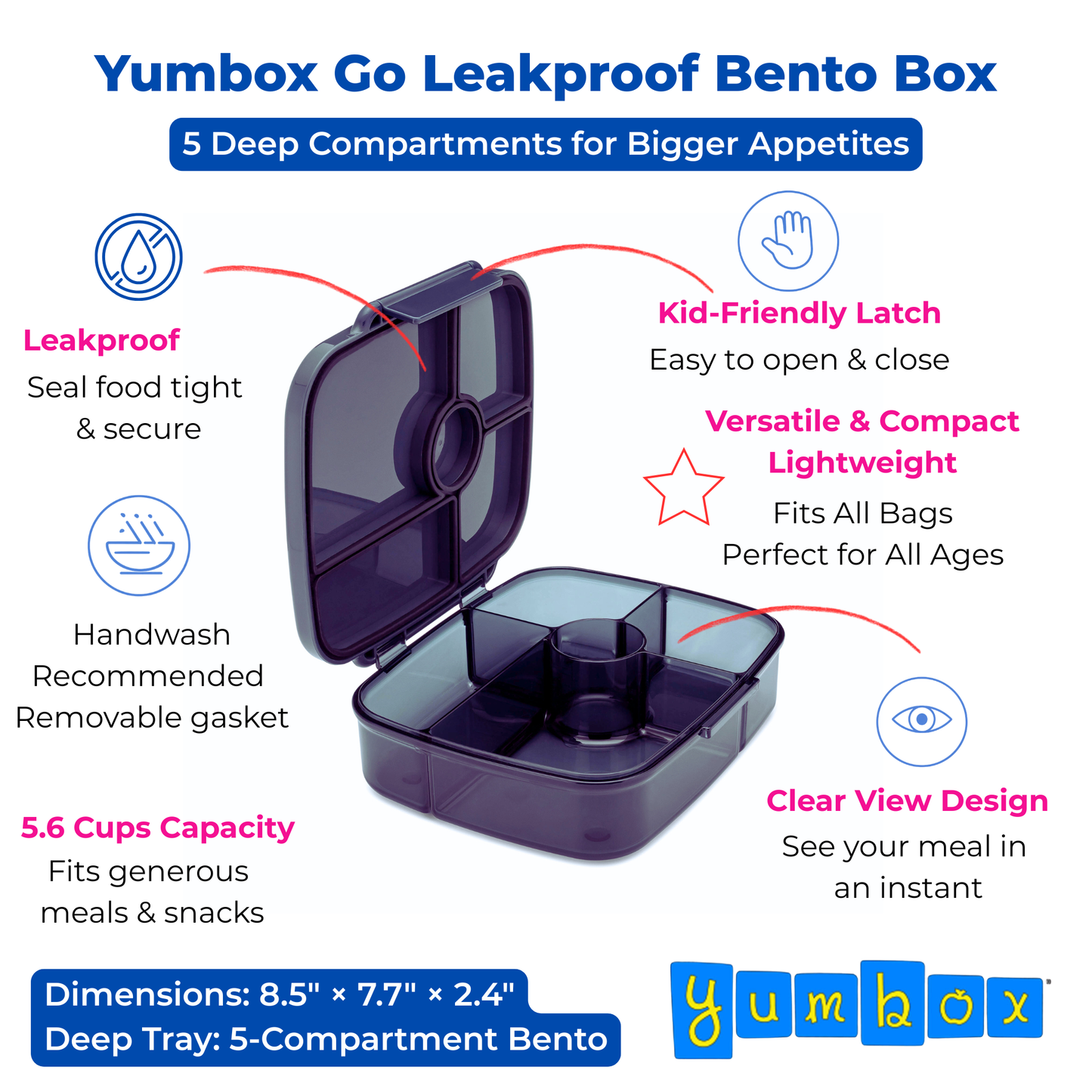 Yumbox - Yumbox Go Leakproof Bento Lunch Box – 5 Compartment, 5.6 Cup