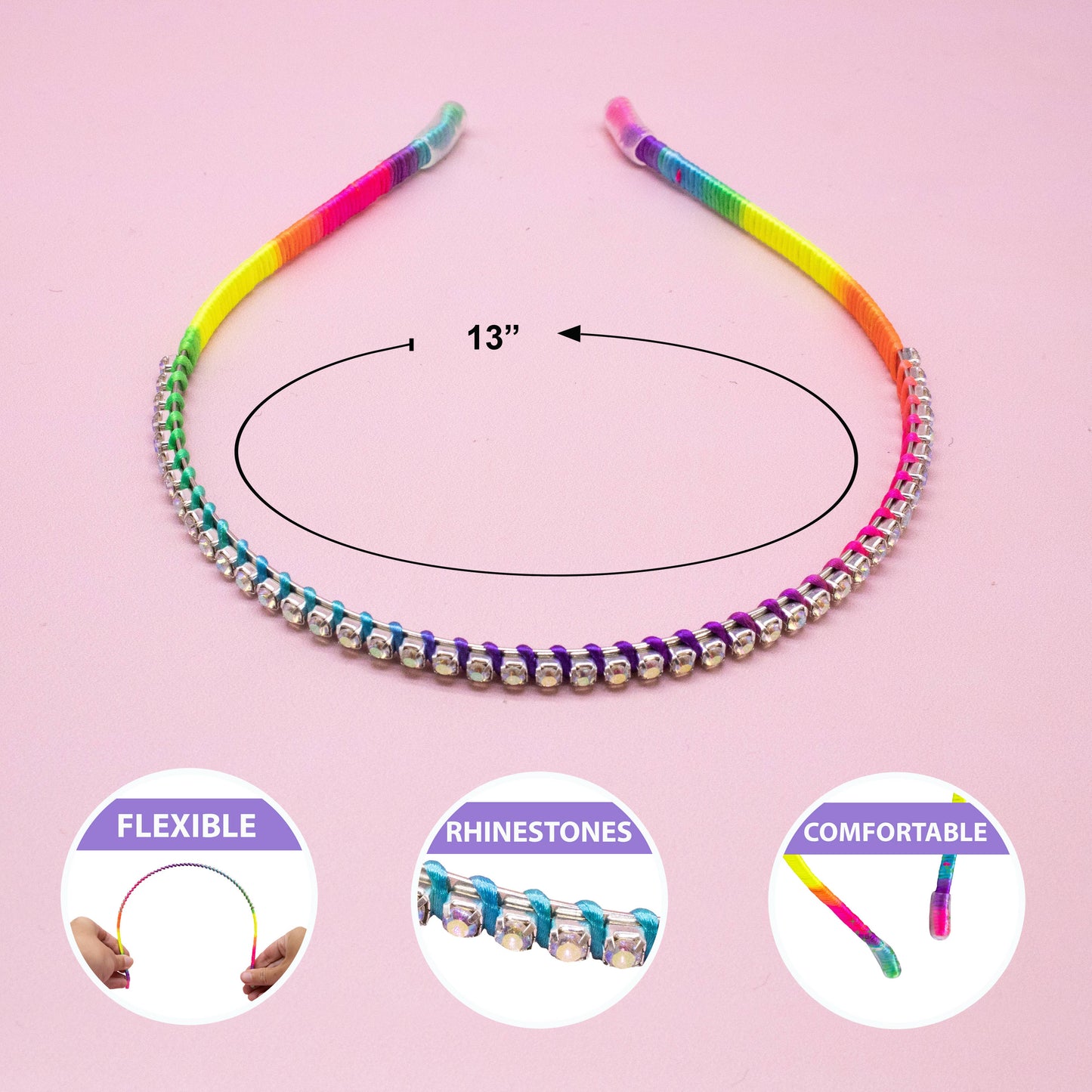 Frog Sac - Thin Rhinestone Headbands for Kids Girls