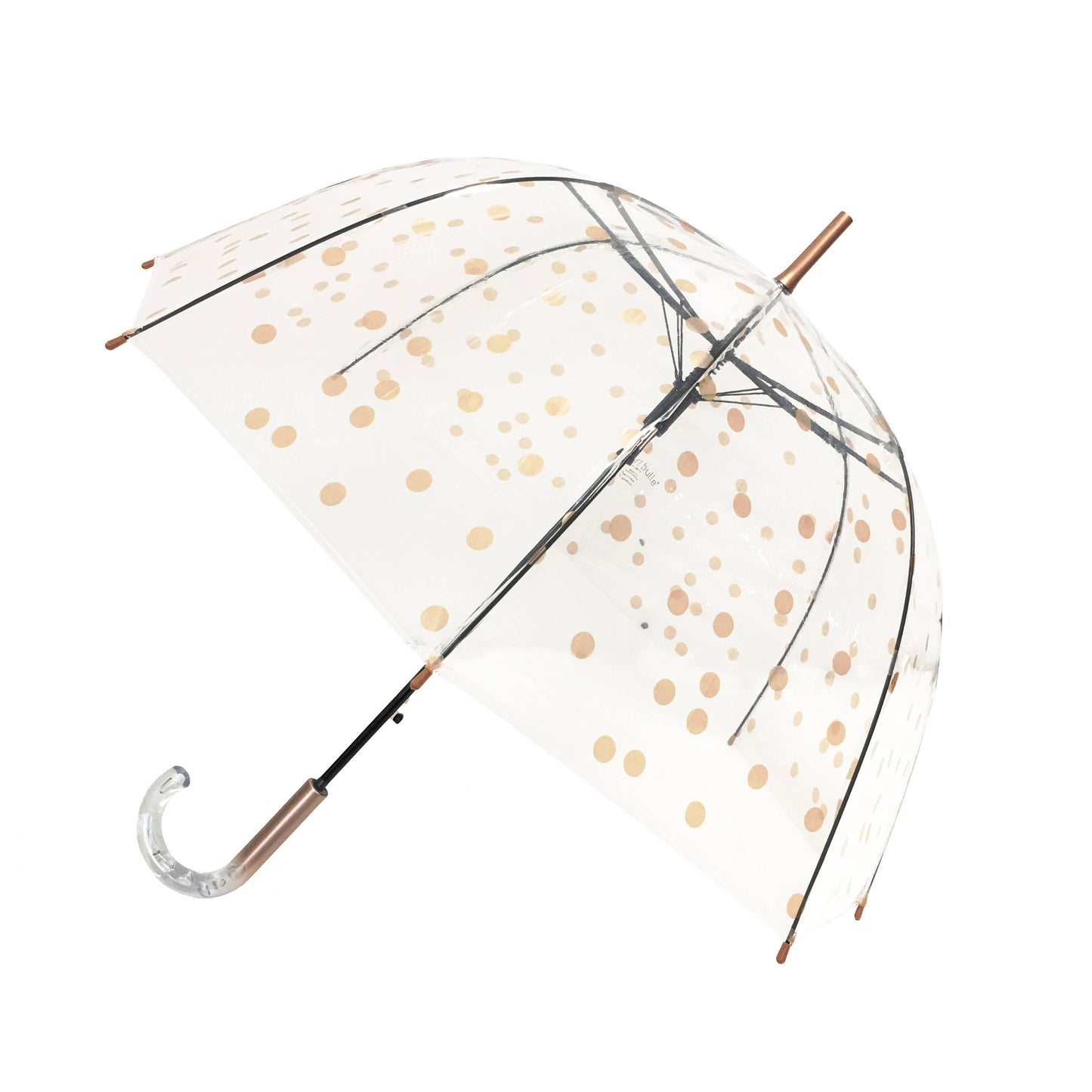 SMATI - Long Transparent Umbrella with Copper Polka Dots