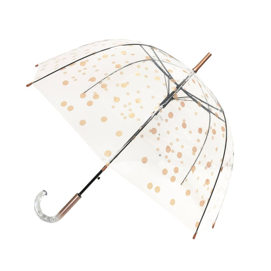 SMATI - Long Transparent Umbrella with Copper Polka Dots