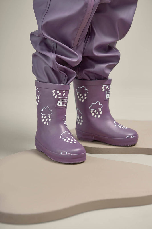 Grass & Air - Amethyst Purple Colour-Changing Kids Wellies