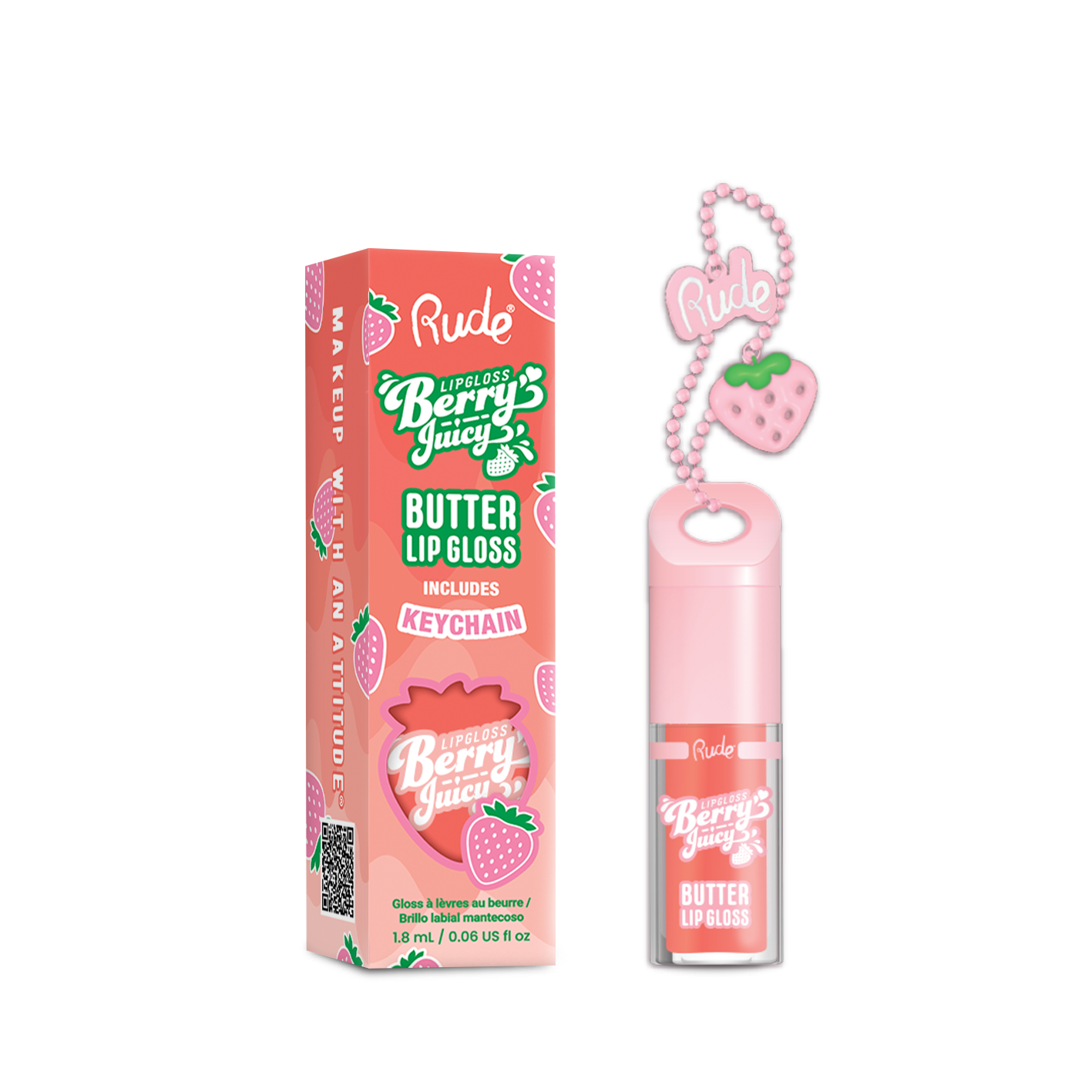 Rude Cosmetics - Berry Juicy Butter Lip Gloss Keychain