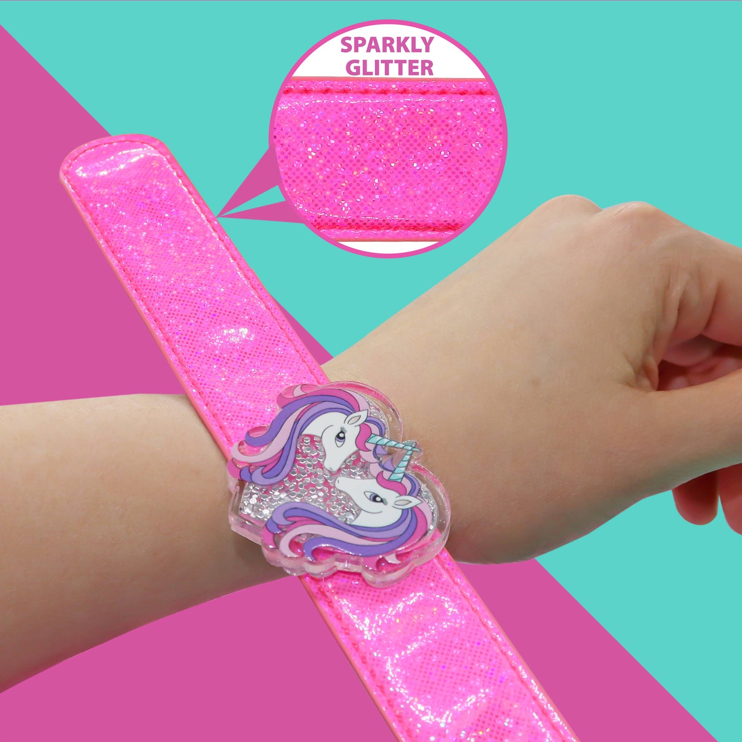 Frog Sac - Unicorn Slap Bracelet with Glitter Shaker Charm