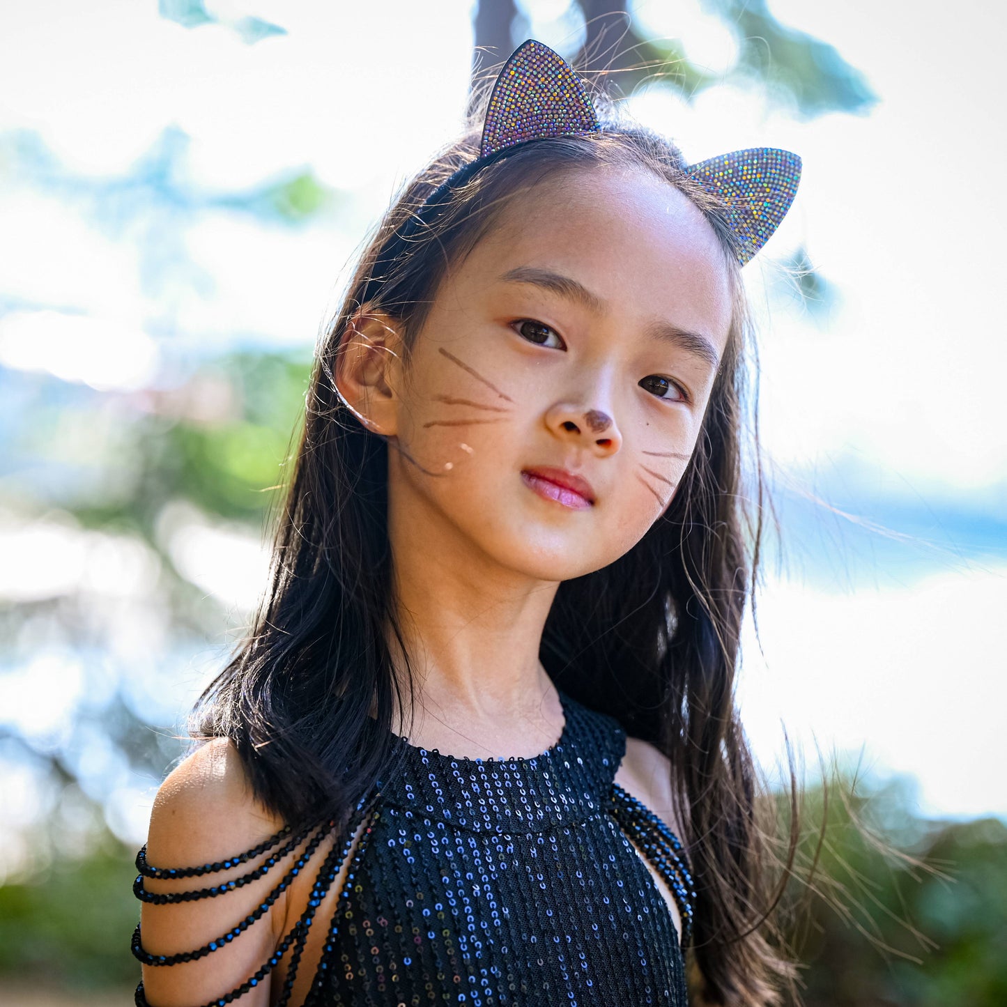 Frog Sac - Cat Ears Headband - Kids Dual Sided Rhinestone Hairband