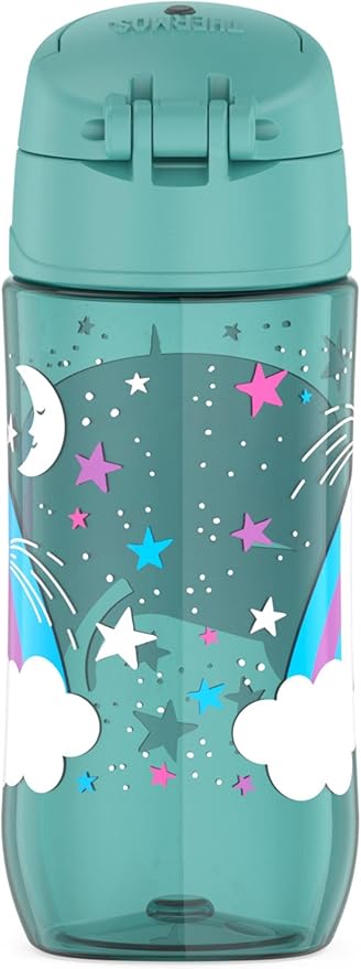 Thermos Funtainer 16 Ounce Plastic Hydration Bottle with Spout Lid, Color Change Unicorns